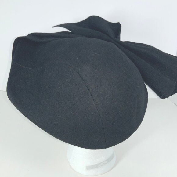 Vintage 40s G Howard Hodge Black Felt Hat w/ Oversized Bow – Classic Dress Style main image 9